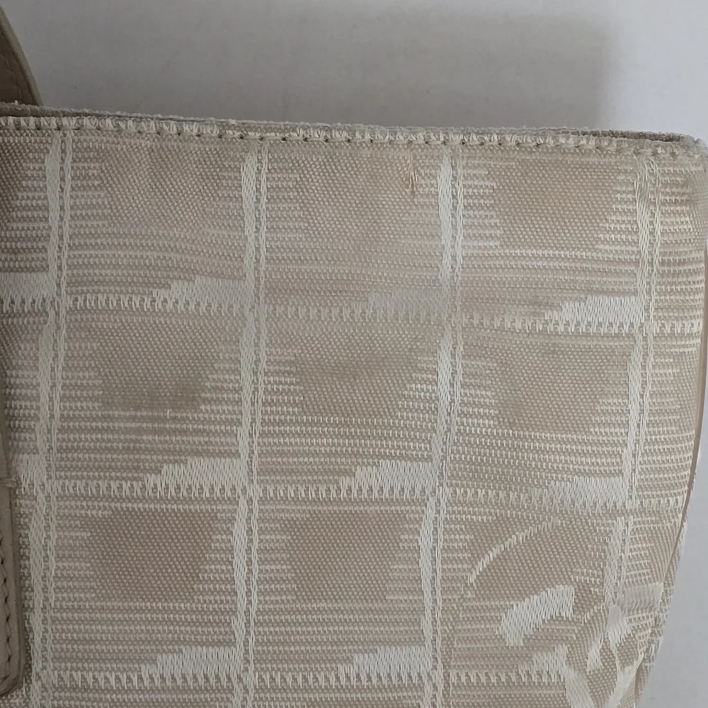 Authentic Chanel Travel Line Beige Jaquard CC Logo Large Totebag